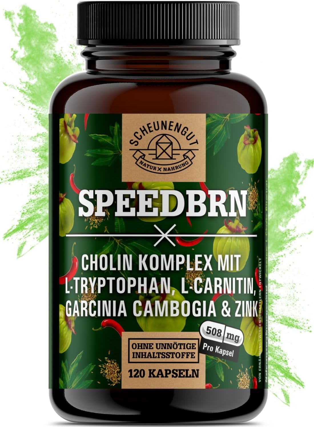 Produktbild von Bewertung SCHEUNENGUT SPEEDBRN Stoffwechsel Formel mit Cholin L-Carnitin Garcinia Cambogia L-Tryptophan Zink