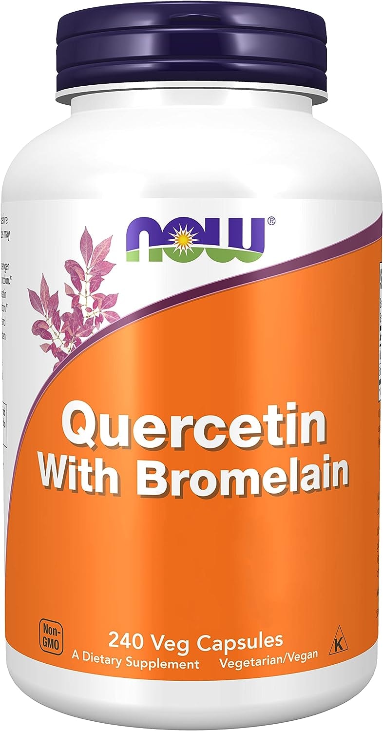 Produktbild von Bewertung Now Foods Quercetin mit Bromelain Hochdosiert 240 vegane Kapseln Laborgeprüft Sojafrei, Glutenfrei, Vegetarisch, ohne Gentechnik