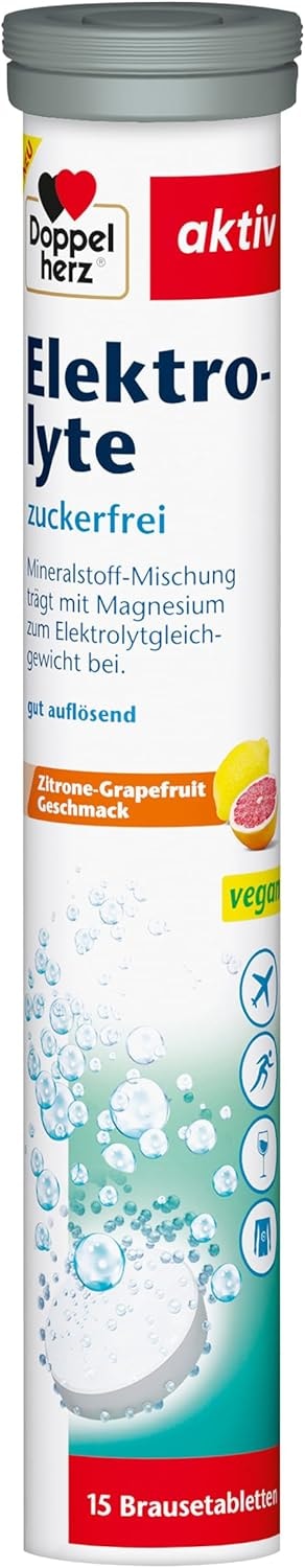 Produktbild von Bewertung Doppelherz Elektrolyte Trägt mit Magnesium zum Elektrolytgleichgewicht sowie zur Verringerung von Müdigkeit bei 15 zuckerfreie Brausetabletten mit Zitronen Grapefruit Geschmack