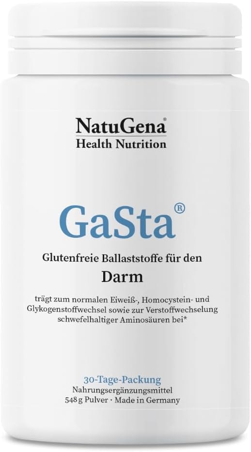 Produktbild von Bewertung NatuGena GaSta glutenfreie Ballaststoffe für die Darmflora mit Vitamine Mineralstoffe hoher Anteil an L-Glutamin und Curcuma 548g Pulver
