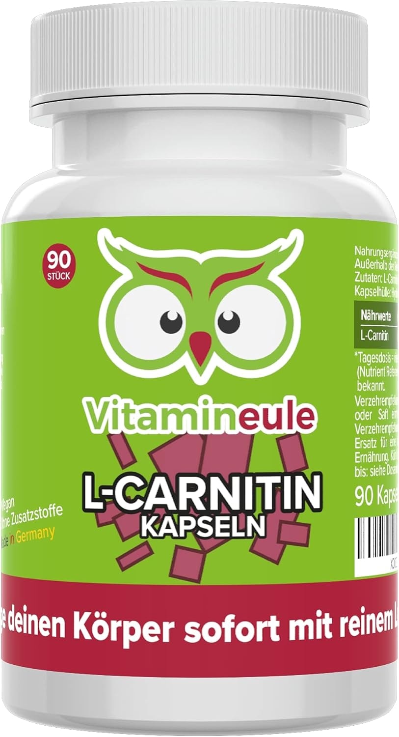 Produktbild von Bewertung Vitamineule L-Carnitin Kapseln 500mg Qualität aus Deutschland hochdosiert vegan laborgeprüft ohne Zusätze L-Carnitin Tartrat