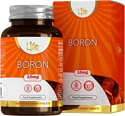 L1fe Nutrition - LN Bor | 180 Hochdosierte Vegane Bortabletten – 10mg Boron pro Kapsel | Gentechnik-, Gluten-, Milch- & Allergenfrei | Hergestellt in ISO-Zertifizierten Betrieben in GB Besuche den L1fe Nutrition-Store
