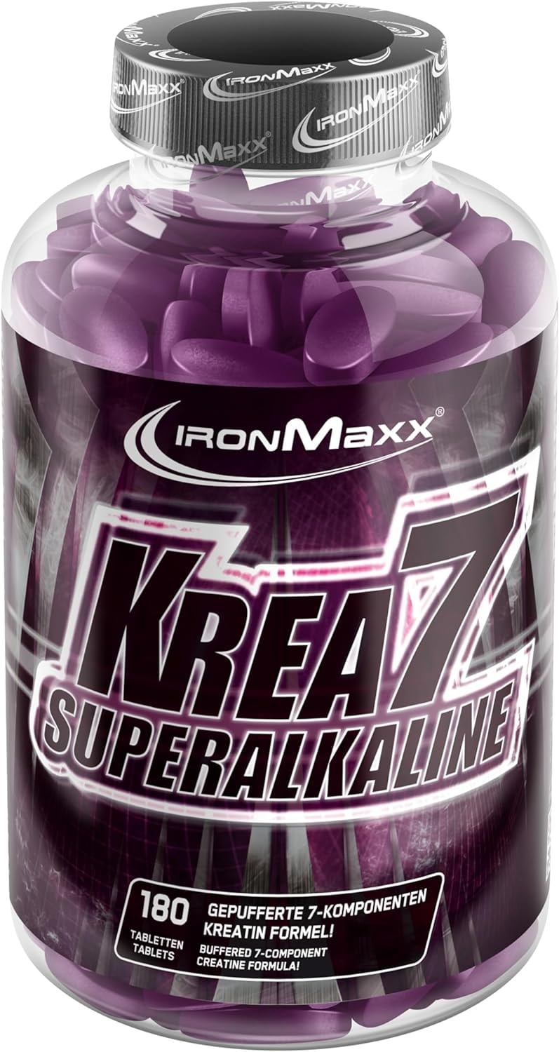 Produktbild von Bewertung IronMaxx Krea7 Superalkaline Kreatin Tabletten 180 Stück Hochdosierte 7 Komponenten-Formel Vegan  Zuckerfrei
