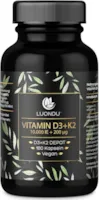 Produktbild von Bewertung Luondu Vitamin D3 Kapseln mit Vitamin K2 MK7 10.000 I.E Depot 180 Kapseln hochdosiert vegan Vitamin D3 K2 Kapseln