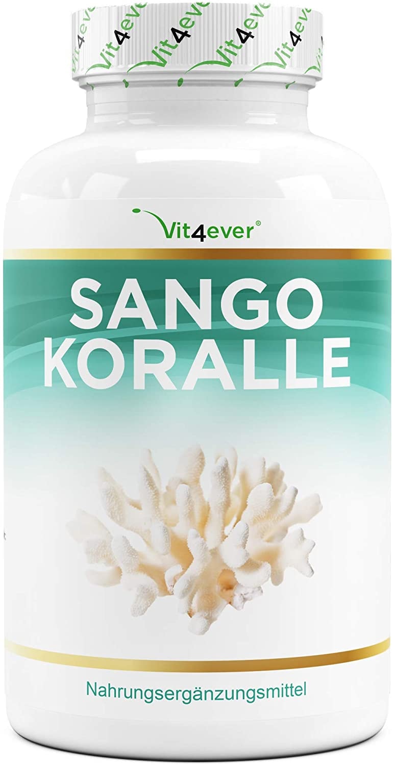 Produktbild von Vit4ever - Sango Meereskoralle - 180 Kapseln (2 Monate) - Natürliche Quelle für Kalzium (20%) & Magnesium (10%) im körpereigenen Verhältnis von 2:1 - Hochdosiert - Laborgeprüft