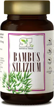 Produktbild von SERVATIS TRADE - Silizium Kapseln aus Bambusextrakt | Servatis Trade | 120 Silicium Kapseln hochdosiert | Vegan & ohne Gentechnik | Silizium zur Unterstützung von Haut, Haare, Nägel | Made in Germany