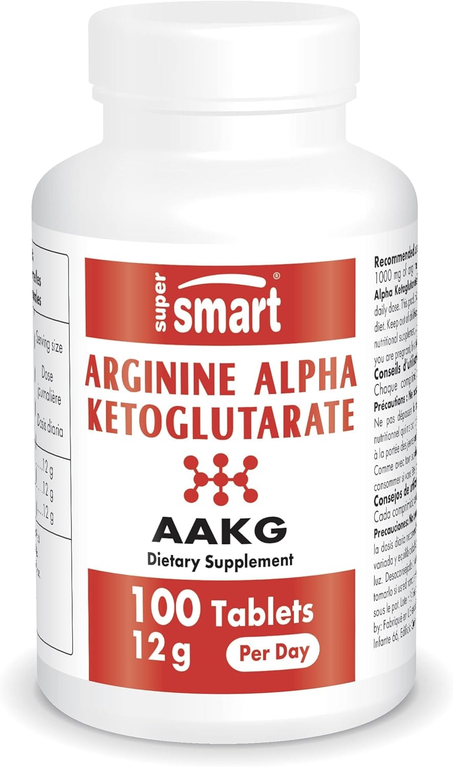 Produktbild von Bewertung Supersmart Arginin Alpha-Ketoglutarat (AKG) 1000 mg Unterstützt die Muskelaktivität von Sportlern trägt zur Erweiterung der Blutgefäße bei Vegan