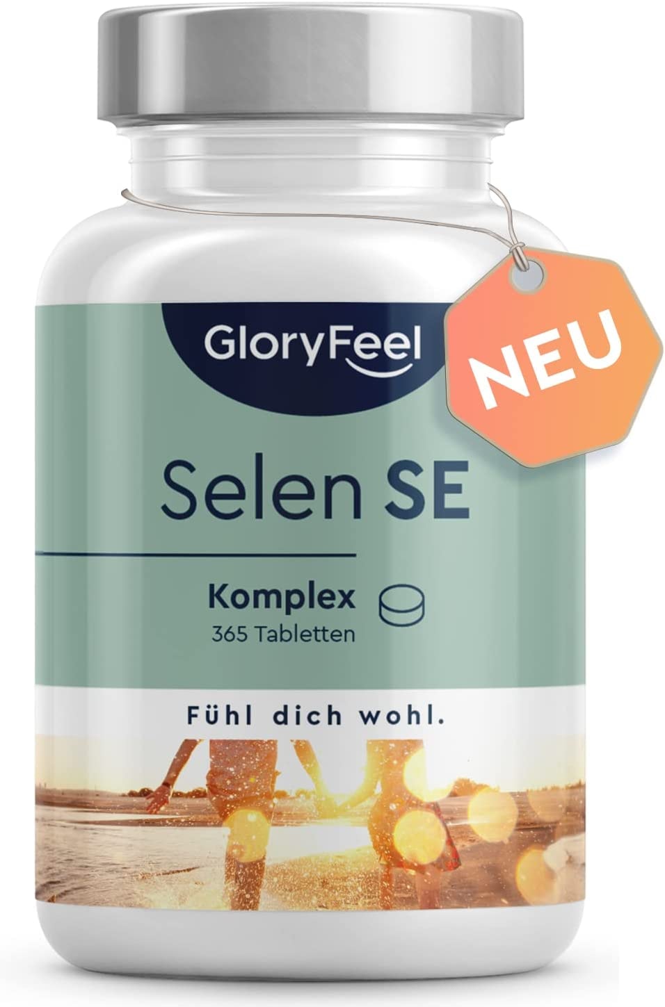 Produktbild von GloryFeel Selen 365 Tabletten Premium Komplex aus Natriumselenit & Selenmethionin - Immun- und Schilddrüsen-Support* - Laborgeprüft, 100% vegan und ohne Zusätze in Deutschland hergestellt