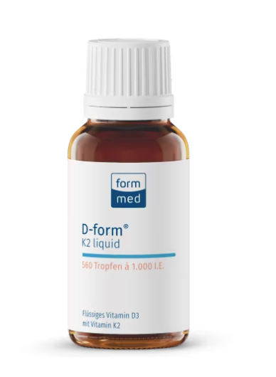 Produktbild von Bewertung FormMed D-form K2 liquid Tropfen Immunsystem Muskelfunktion Knochen Zähne Zellteilung Artikel-Nr. 2000.1429
