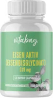 Produktbild von Vitabay Eisen Aktiv aus Eisenbisglycinat 319 mg • 120 vegane Kapseln • Extra hochdosiert & bioverfügbar • 100% Pflanzlich • Hypoallergen • Made in Germany