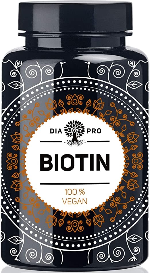 Produktbild von DiaPro Hochdosierte Biotin-Tabletten mit 10 mg Biotin pro Tablette Auch als Vitamin B7 bzw. Vitamin H bekannt 365 Stück Jahresvorrat. 100% Vegan Laborgeprüft Made in Germany