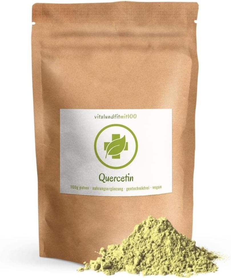 Produktbild von Bewertung vitalundfitmit100 Quercetin Pulver 100g Antioxidans aus den Blüten des japanischen Schnurbaumes gewonnen schonende Zubereitung - gentechnikfrei – 100% vegan, glutenfrei - OHNE Hilfs- u. Zusatzstoffe