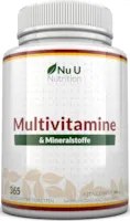 Nu U Nutrition - Multivitamin & Mineralstoffe A-Z - 365 Vegetarische Tabletten - 1 Jahresvorrat - 24 Vitamine und Mineralstoffe pro Tablette Hochdosiert - Nu U Nutrition