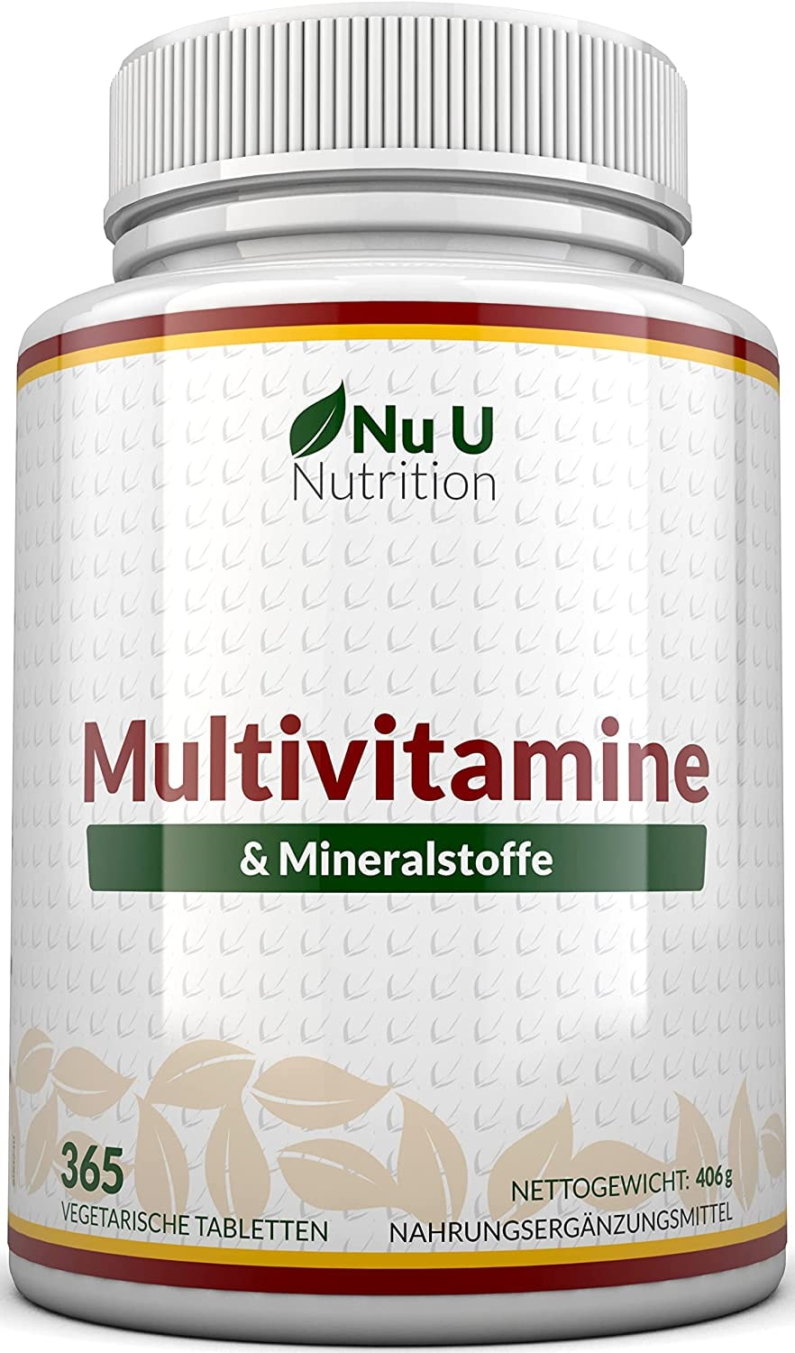 Produktbild von Nu U Nutrition - Multivitamin & Mineralstoffe A-Z - 365 Vegetarische Tabletten - 1 Jahresvorrat - 24 Vitamine und Mineralstoffe pro Tablette Hochdosiert - Nu U Nutrition