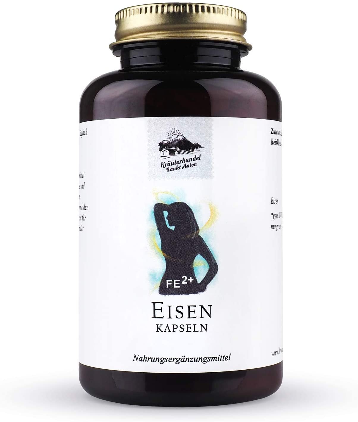 Produktbild von Kräuterhandel Sankt Anton Eisen 20 mg Eisen Hochdosiert Laborgeprüft Deutsche Premium Qualität 180 Kapseln