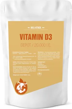 Produktbild von Bewertungsergebnis BULL ATTACK VITAMIN D3 DEPOT 20000 I.E. SPORT SUPPLEMENTS 360 Tabletten Für Immunsystem, Knochen, Zähne und Wohlbefinden Sonnenschein Vitamin D reines Cholecalciferol