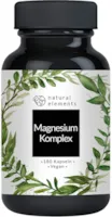 natural elements Magnesium Komplex Premium Aus 5 hochwertigen Verbindungen 400mg elementares Magnesium pro Tagesdosis Laborgeprüft vegan hochdosiert