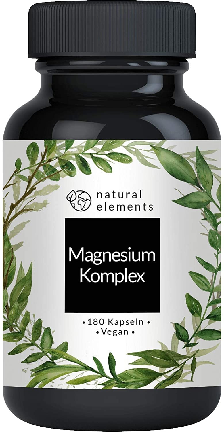 Produktbild von natural elements Magnesium Komplex Premium Aus 5 hochwertigen Verbindungen 400mg elementares Magnesium pro Tagesdosis Laborgeprüft vegan hochdosiert