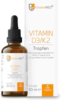 Produktbild von FürstenMED Vitamin D3 K2 Tropfen Hochdosiert 50ml 1515 Tropfen in MCT Öl auf Kokosbasis Ohne Zusatzstoffe