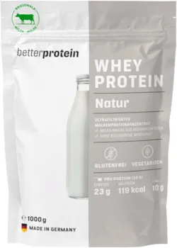 betterprotein Whey Protein Neutral 1 kg produziert in Deutschland aus regionaler Milch, Eiweißpulver zum Muskelaufbau und Abnehmen - Beutel- betterprotein®