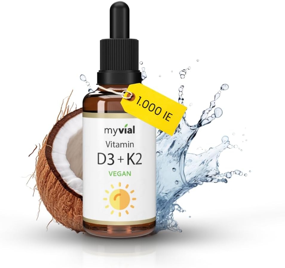 Produktbild von Bewertung myvial Vitamin D3 K2 Tropfen 50ml Vegan All-Trans langzeitvorrat hoch bioverfügbar hochdosiert laborgeprüft in Deutschland produziert