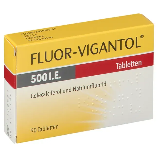 Produktbild von Bewertung FLUOR VIGANTOL 500 I.E 90 Stück von Wick PZN 13155709 Kombinierte Rachitis- und Kariesprophylaxe