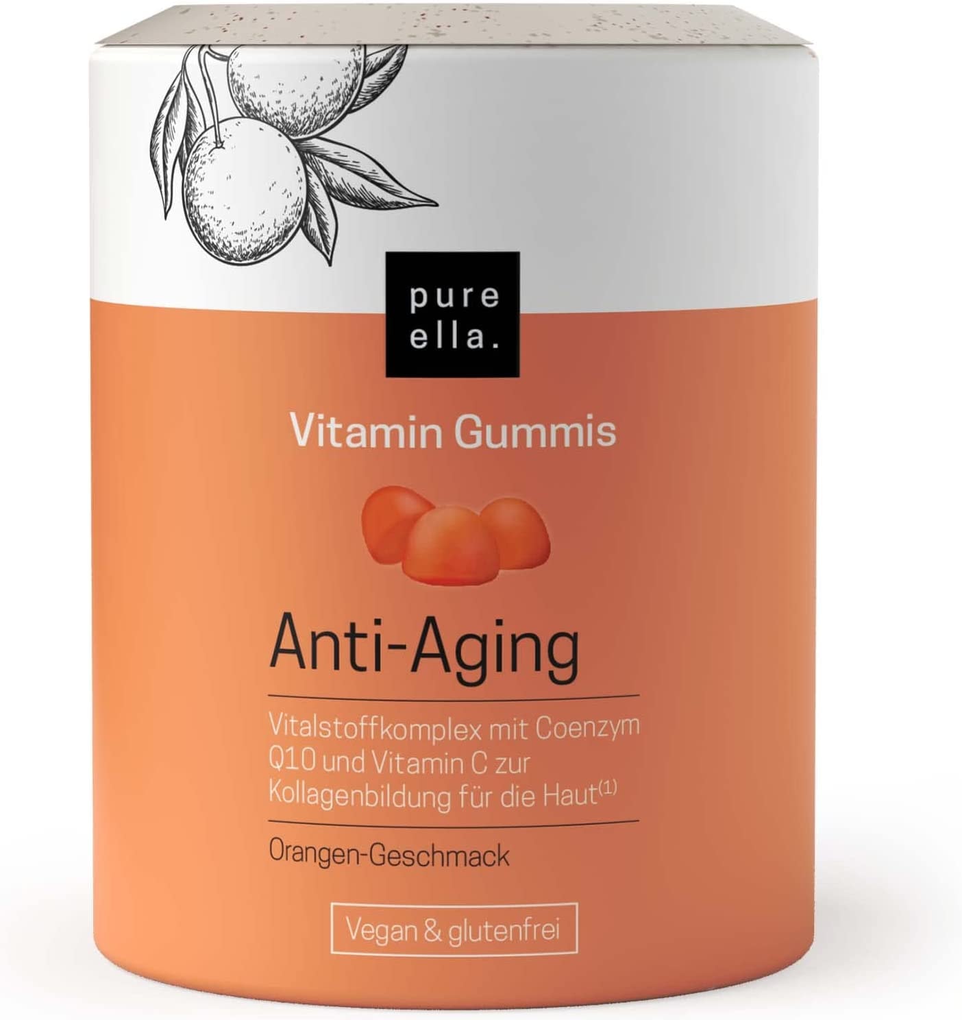 Produktbild von Pure Ella - Vitamin-Gummis ANTI-AGING - Fruchtgummi-Nahrungsergänzung für jugendlich aussehende Haut - mit Coenzym Q10 und Vitamin C - vegan und glutenfrei - Monatspackung, 1 x 60 Stück