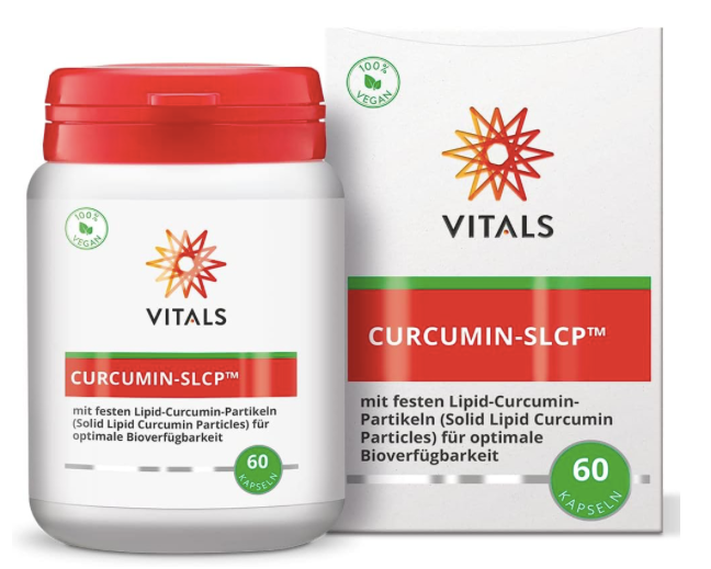 Produktbild von Bewertung VITALS CURCUMIN-SLCP™ Curcuma Kapseln feste Lipid Curcumin Partikel Bessere Resorption Bessere Bioverfügbarkeit Immunsystem Leberfunktion Verdauung Gelenke Artikelnummer V2962 Kurkuma