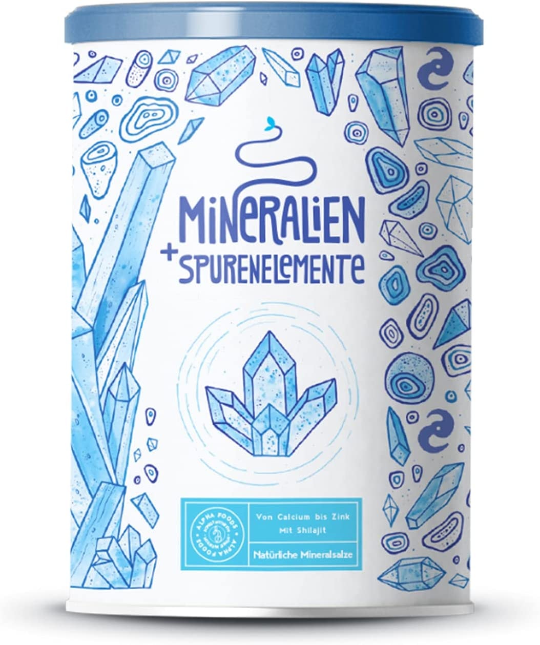 Produktbild von Alpha Foods Mineralien und Spurenelemente - Mit Ur-Essenz Shilajit - Frei von Zusatz- und Hilfsstoffen - Optimal bioverfügbare Mischung aktiver Mineralstoffverbindungen - 450g Pulver