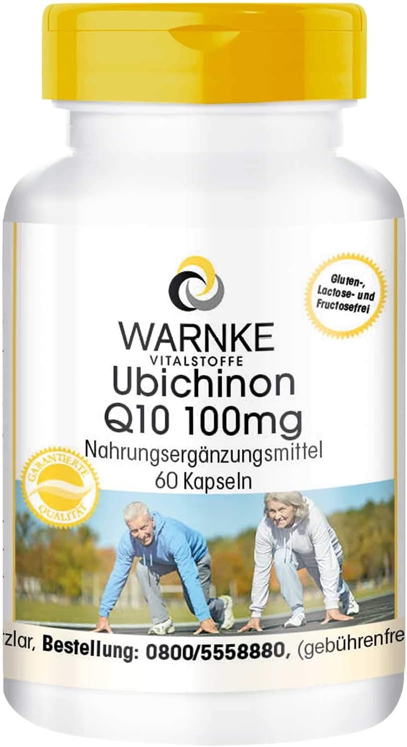 Produktbild von WARNKE VITALSTOFFE Coenzym Q10 100mg - CoQ10 Kapseln - hochdosiert - Ubichinon - 60 Kapseln - vegan
