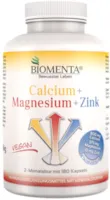Produktbild von BIOMENTA Calcium + Magnesium + Zink – 180 vegane hochdosierte Multimineralien Kapseln mit 100% NRV - 2 Monatskur
