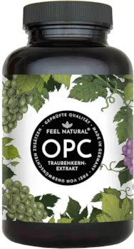 Produktbild von Bewertung Feel Natural OPC Traubenkernextrakt 240 Kapseln Höchster OPC Gehalt nach HPLC - Laborgeprüftes OPC aus französischen Weintrauben - 1000mg Extrakt mit 700mg OPC - Vegan, in Deutschland produziert