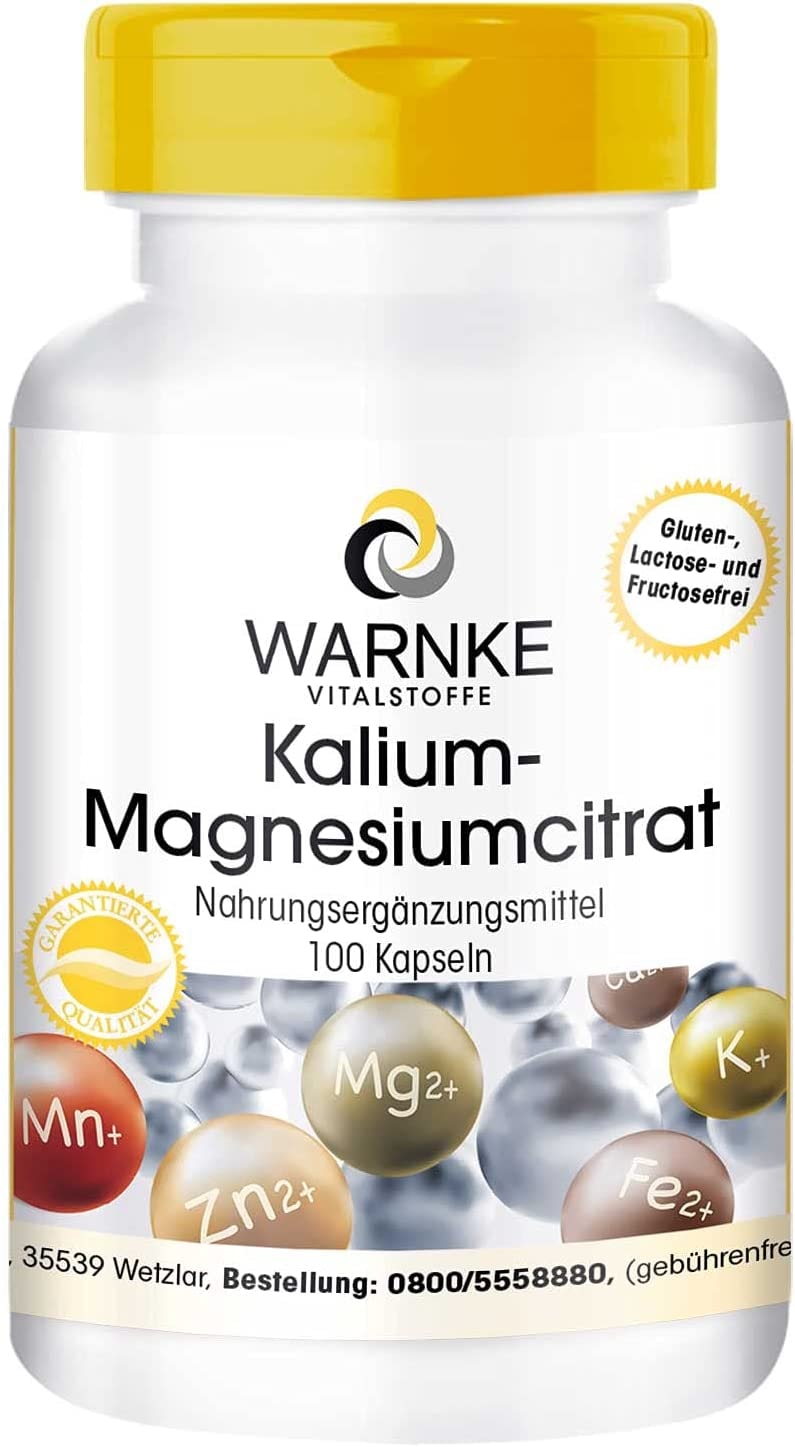 Produktbild von WARNKE VITALSTOFFE Kalium-Magnesiumcitrat 100 Kapseln hochdosiert vegan organische Mineralstoffe gut bioverfügbar