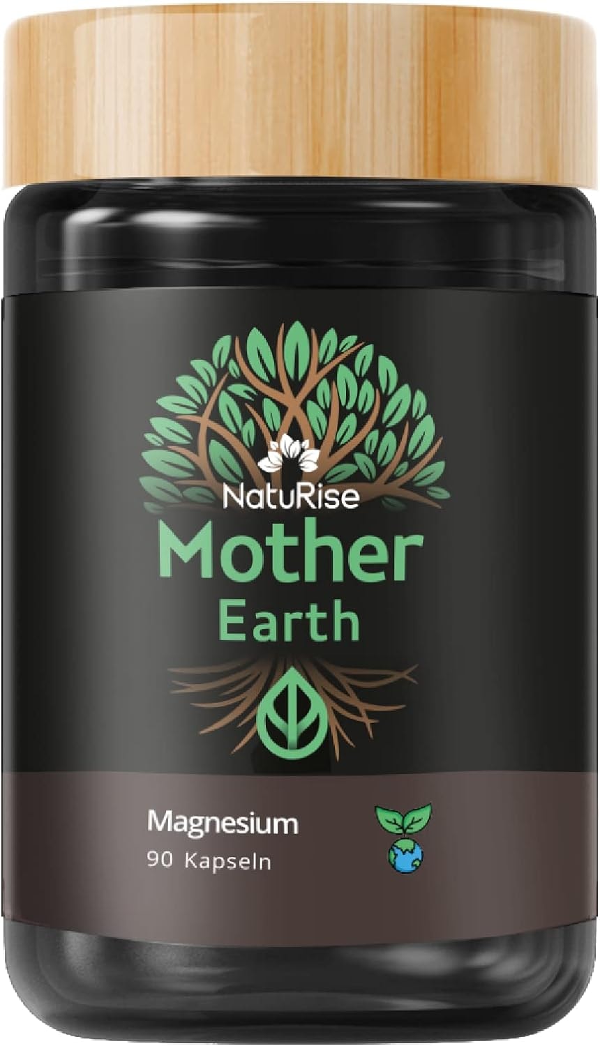 Produktbild von Bewertung NatuRise Magnesium 90 Kapseln Hochdosiert 668mg davon 400mg elementares Magnesium Laborgeprüft Vegan & Natürlich Ohne Zusätze UV Glas Made in Germany