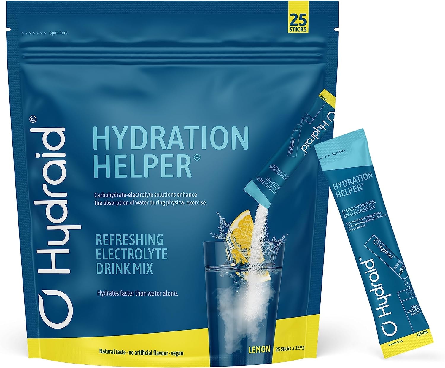 Produktbild von Bewertung Hydraid Hydration Helper Kohlenhydrat-Elektrolyt Pulver verbesserte Wasseraufnahme 25 Stück Getränkepulver Kalorienarm Sport Zitrone