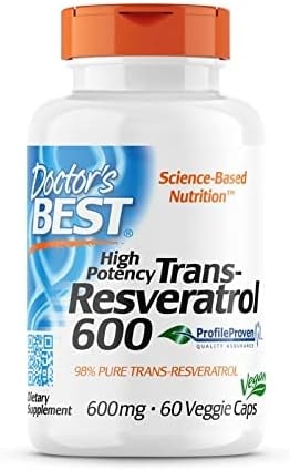 Produktbild von Bewertung Doctor's Best High Potency Trans-Resveratrol 600mg 60 vegane Kapseln laborgeprüft glutenfrei sojafrei vegetarisch