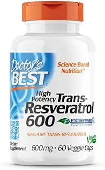 Produktbild von Bewertung Doctor's Best High Potency Trans-Resveratrol 600mg 60 vegane Kapseln laborgeprüft glutenfrei sojafrei vegetarisch