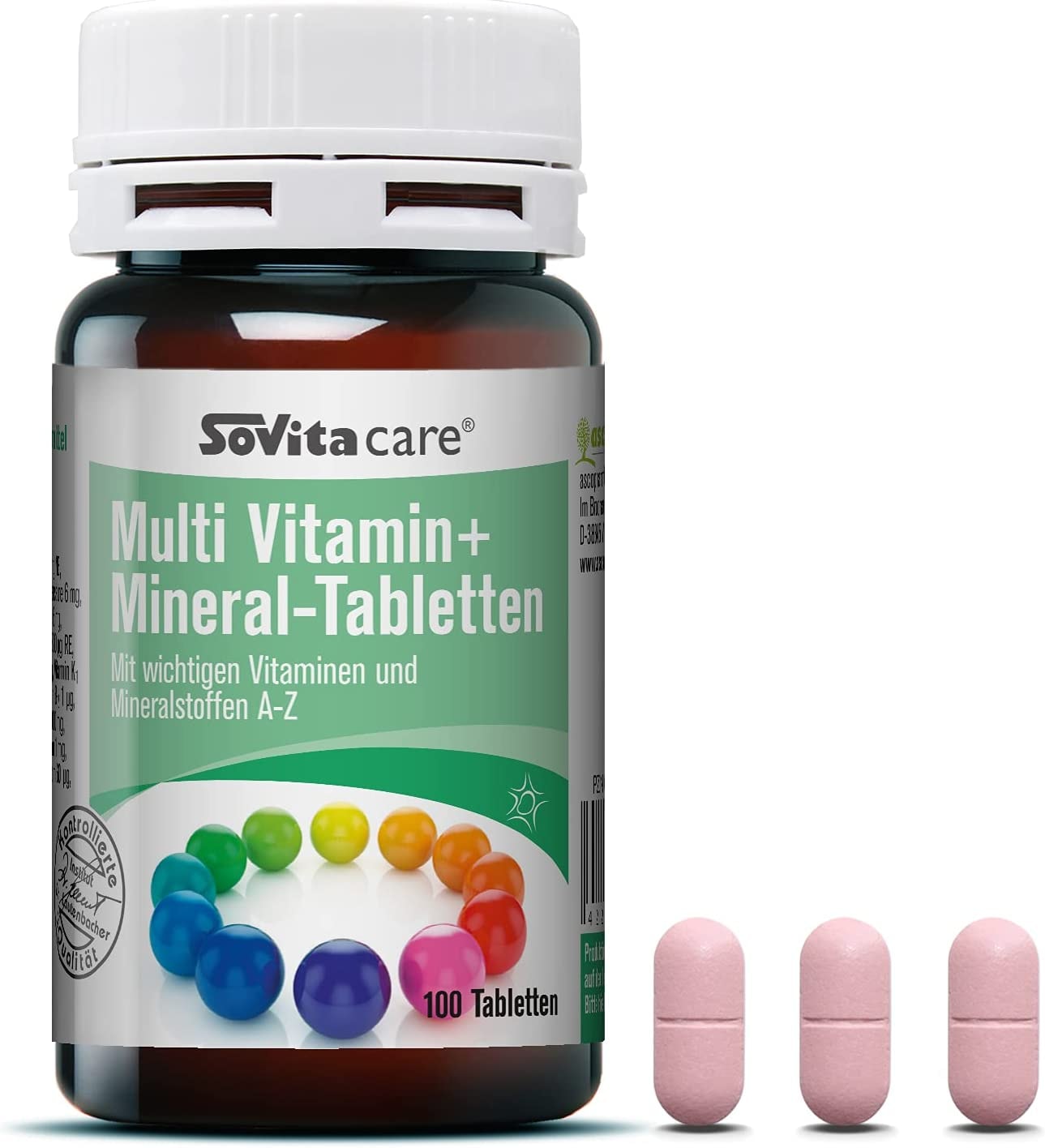 Produktbild von SoVita - Multivitamin + Mineral-Tabletten | Mit wichtigen Vitaminen und Mineralstoffen A-Z | 100 Kapseln
