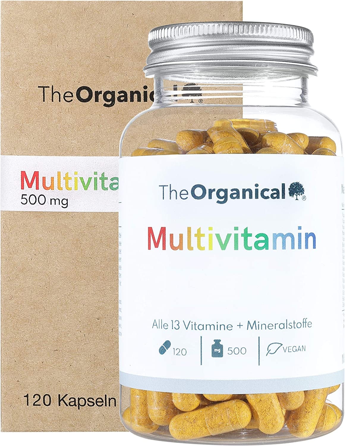 Produktbild von TheOrganical natürliche Multivitamin Kapseln Alle Vitamine von A-Z und Mineralstoffe Nur eine Kapsel pro Tag Hergestellt in Hamburg