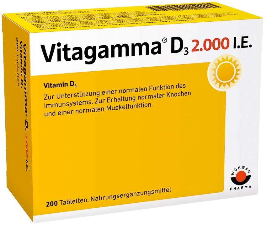 Produktbild von Vitagamma D3 2.000 I.E.: Sonnenkraft für Ihre Gesundheit, trägt bei zur der normalen Funktion des Immunsystem, 200 Tabletten
