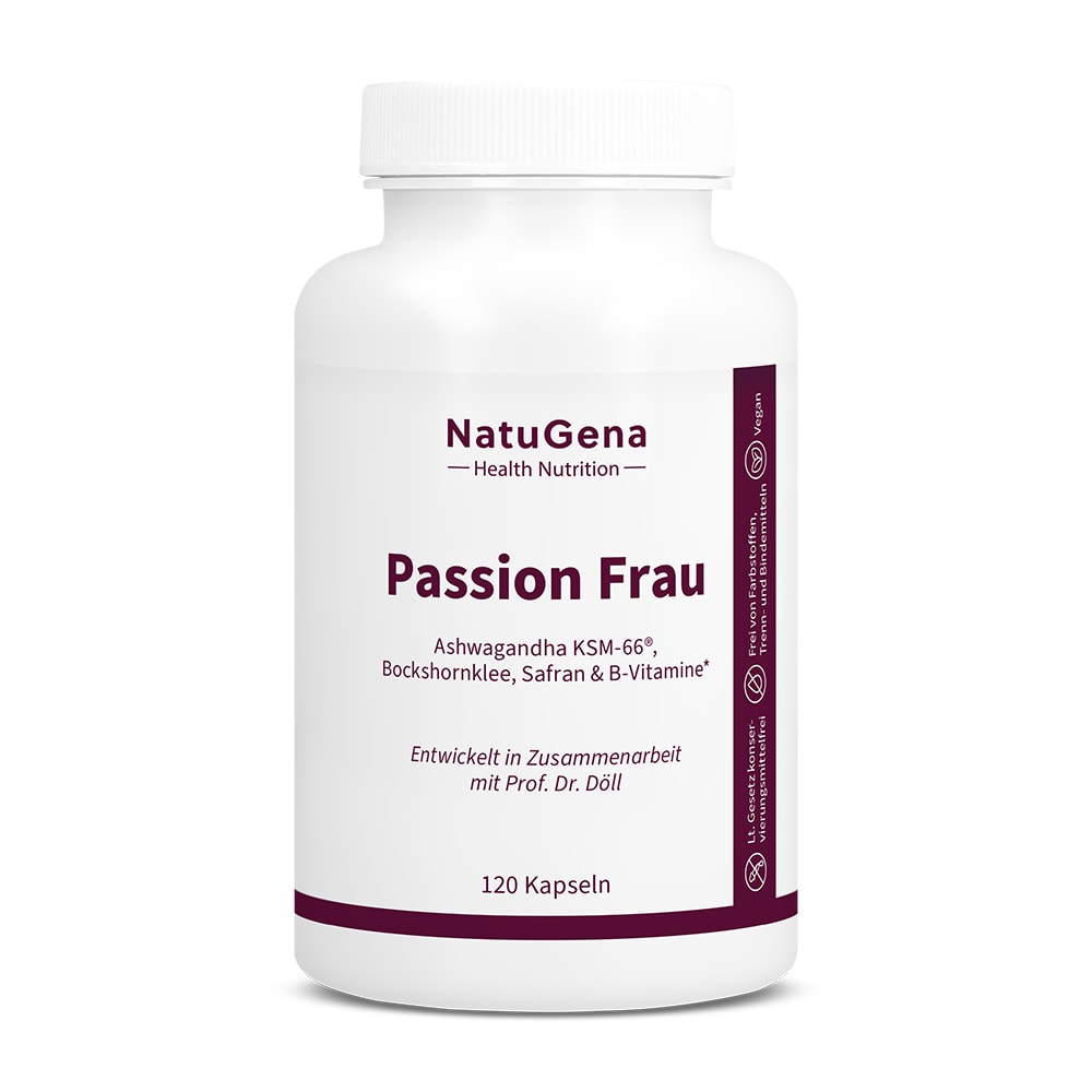 Produktbild von Bewertung NatuGena Passion Frau Ashwagandha KSM 66, Bockshornklee & Safranmalve