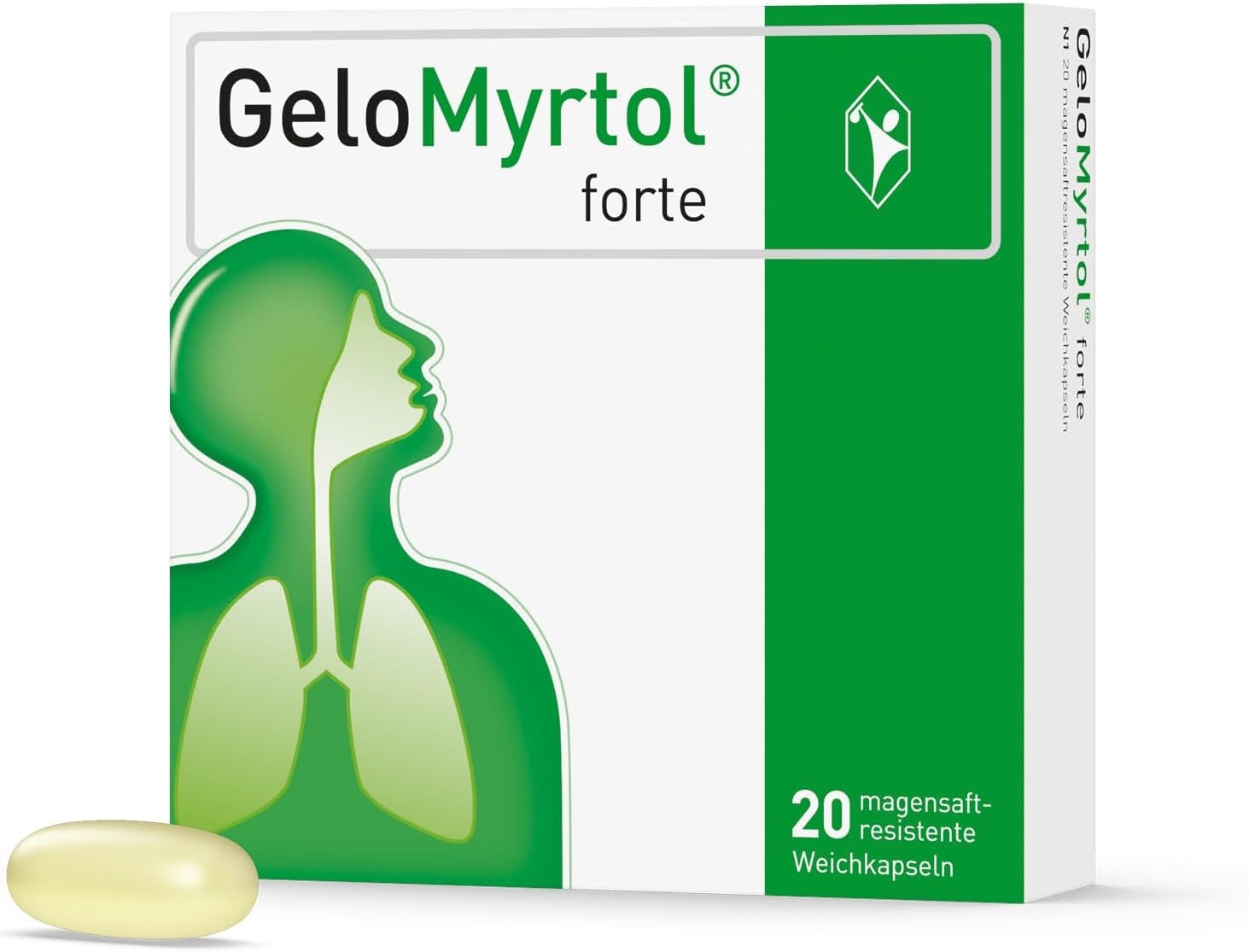 Produktbild von Bewertung GeloMyrtol forte Weichkapseln 20 Stück pflanzlicher Schleimlöser akute Atemwegsinfekte Husten Schnupfen Druckkopfschmerz Erkältung Symptome der Sinusitis Bronchitis