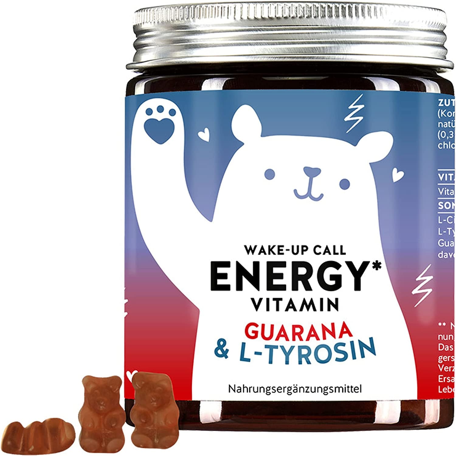 Produktbild von Bears with Benefits - Mehr Energie im Alltag - natürlicher Koffeinersatz Guarana - Vitamin B6 - Gummibärchen (60 St) - Bears with Benefits Wake-Up Call Energy