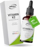 Wehle Sports Vitamin K2 MK7 200µg 1850 Tropfen 50ml Premium 99% All-Trans Menaquinon Laborgeprüft, vegan, hochdosiert, und hergestellt in DE