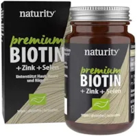 Produktbild von naturity PREMIUM BIOTIN Vitamin B7+Zink+Selen, hochdosiertes Biotin plus Zink und Selen, für Haut, Haare und Nägel, zur Unterstützung des Immunsystems (60 Tabletten)