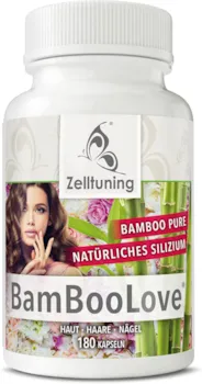 Produktbild von Zelltuning BAMBOO-LOVE® Silizium HOCHDOSIERT Organisches Silizium aus Bambusextrakt Pure Vegan Rein 180 Silicium Kapseln Nahrungsergänzungsmittel aus Deutschland