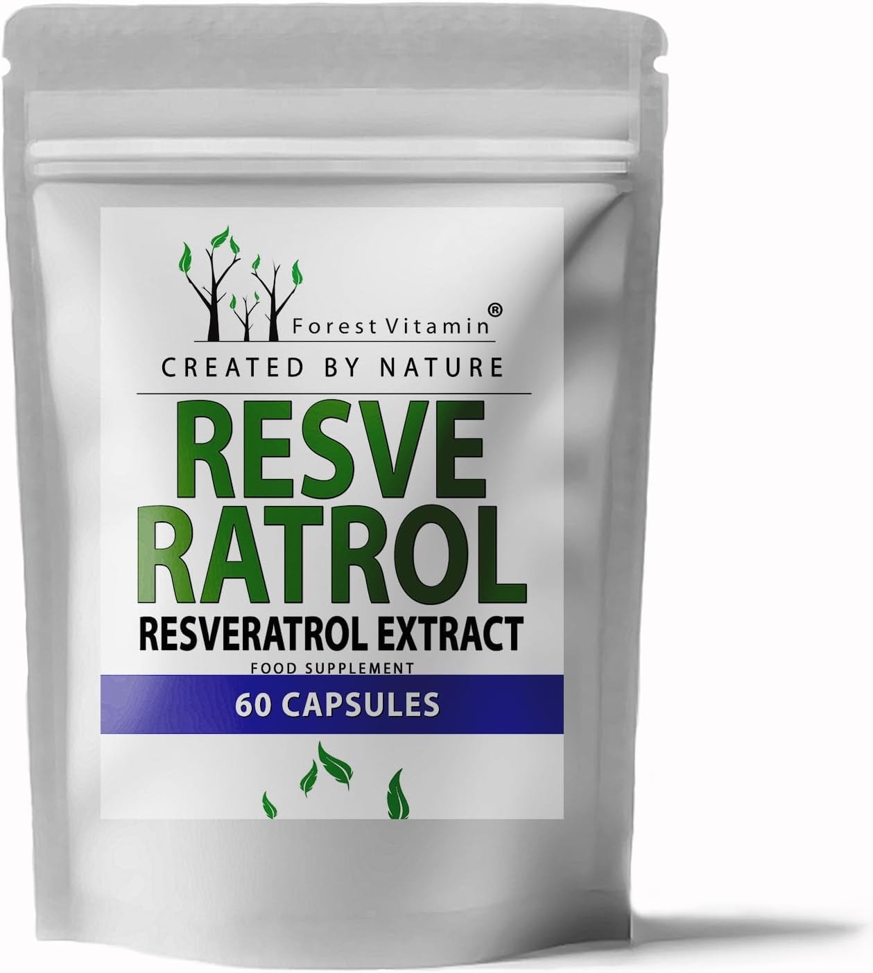 Produktbild von Bewertung Forest Vitamin Natürlicher Resveratrol-Extrakt 60 Kapseln Polygonum Cuspidatum Knöterich 100mg standardisiert auf 98% RESVERATROL Gesundheit und Schönheit