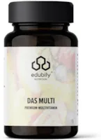 Produktbild von Bewertung Das Multi von edubily nutrition Multivitamin Kapseln Vitamine mit Mineralien, Mikronährstoffen & Spurenelementen wie Chrom, Jod, Kupfer, Mangan, Molybdän, PQQ, Q10, Selen, Zink ohne Eisen - 90 kleine Kapseln