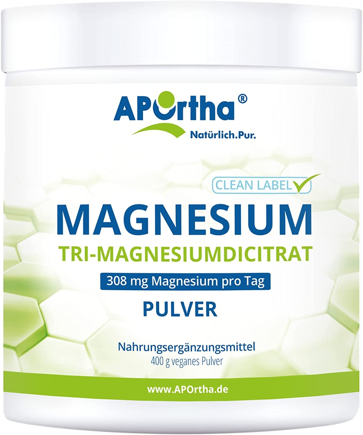 Produktbild von APOrtha Magnesium Citrat 400g veganes Pulver wasserfrei Nahrungsergänzungsmittel Magnesium wasserlöslich I Magnesiumcitrat ohne Zusätze I Trimagnesiumdicitrat Deutschland ohne Magnesium Stearat