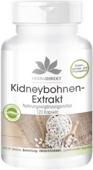 herba direct Kidneybohnen Extrakt mit Chrom - Grünem Kaffee und Bockshornklee - 120 Kapseln